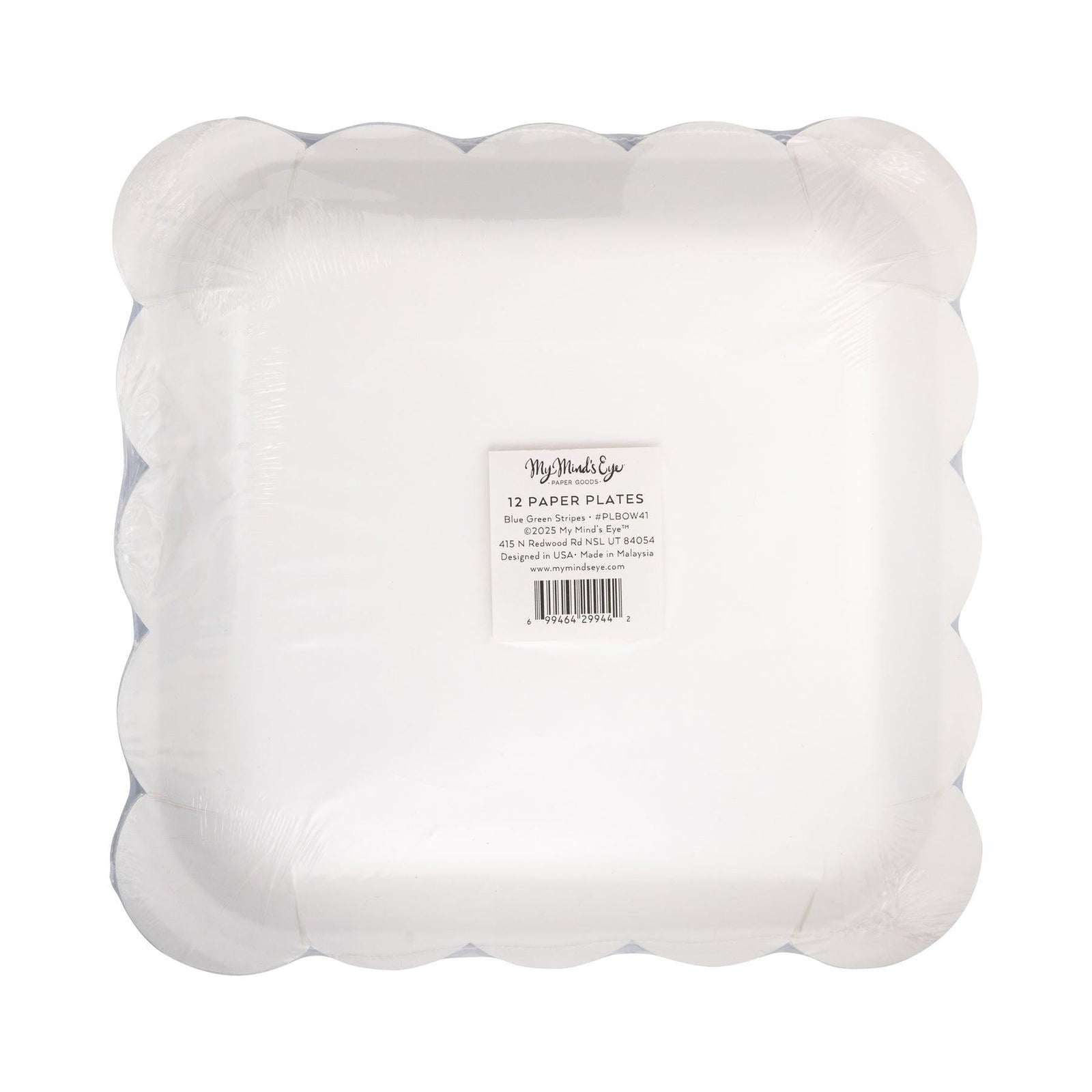 Blue & Teal Striped Plates 8ct - Stesha Party
