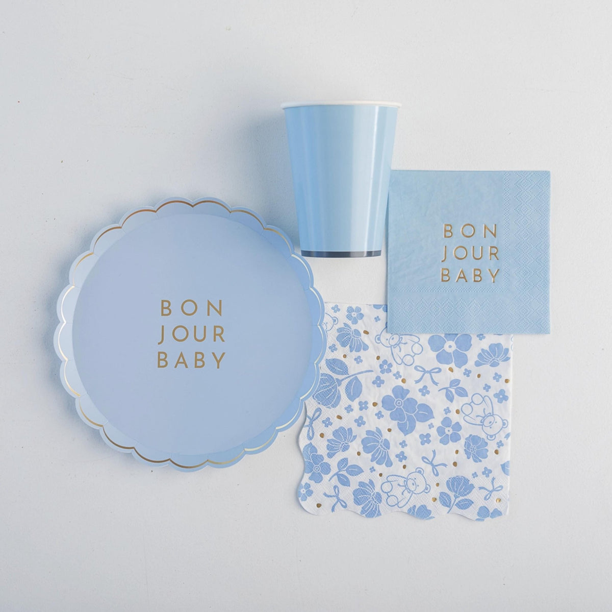 Blue Teddy Bear Floral Napkins 20ct - Stesha Party