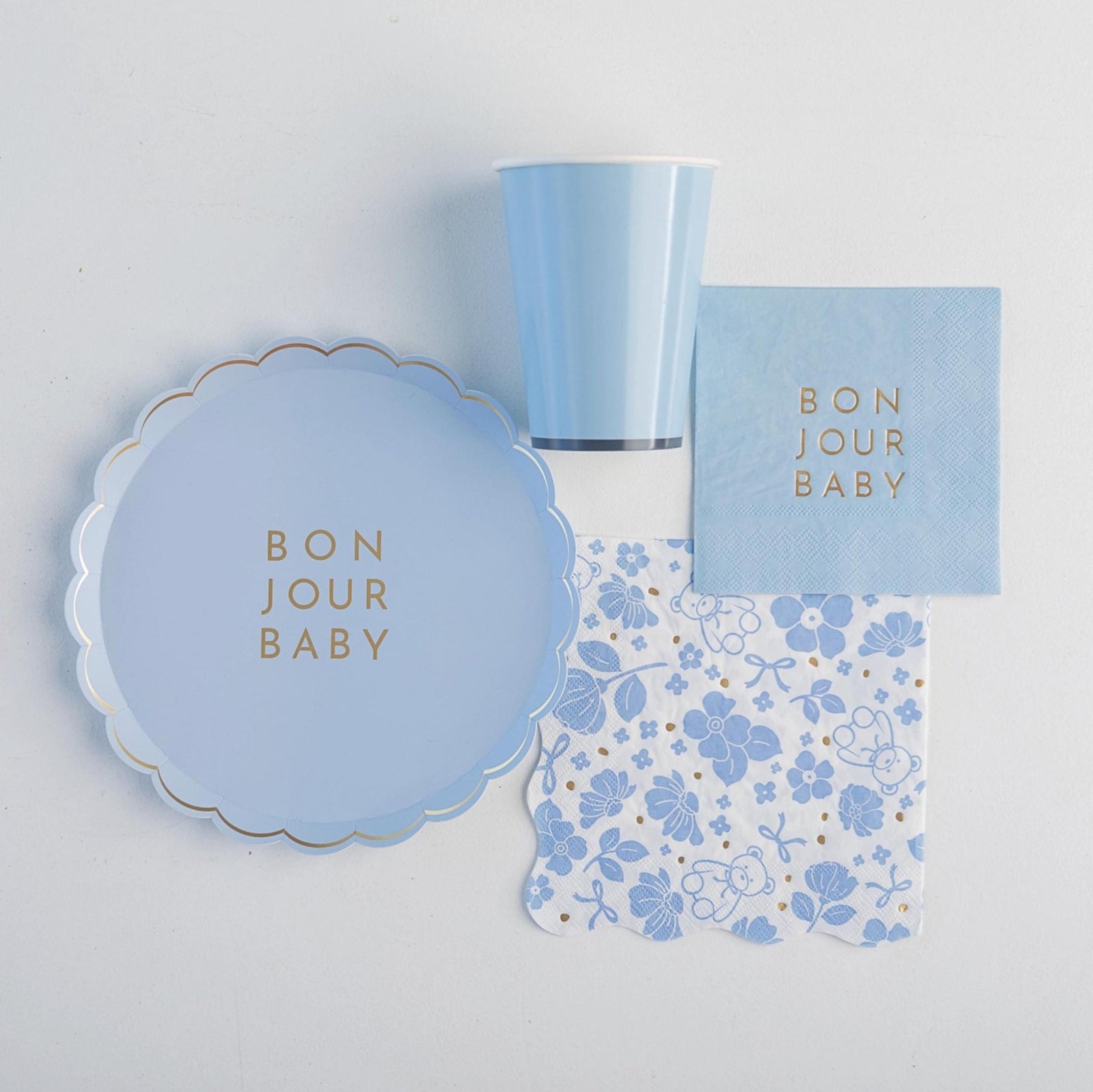 Bonjour Baby Blue Napkins 20c - Stesha Party