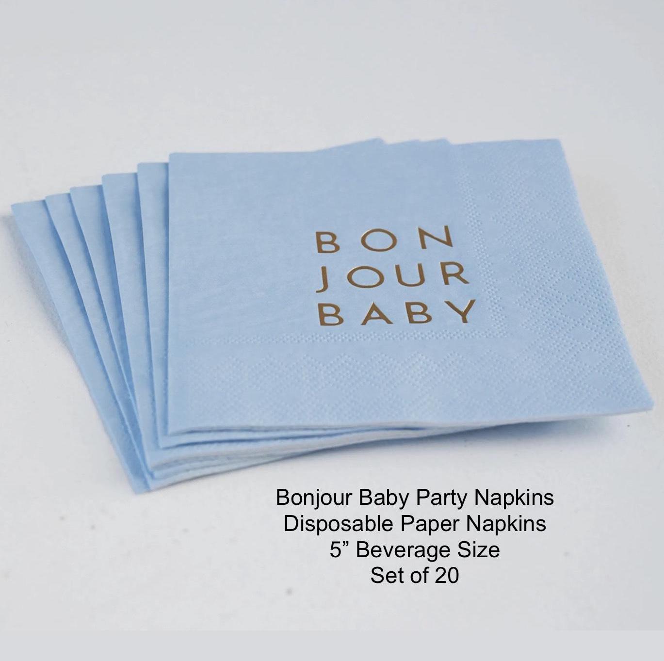 Bonjour Baby Blue Napkins 20c - Stesha Party