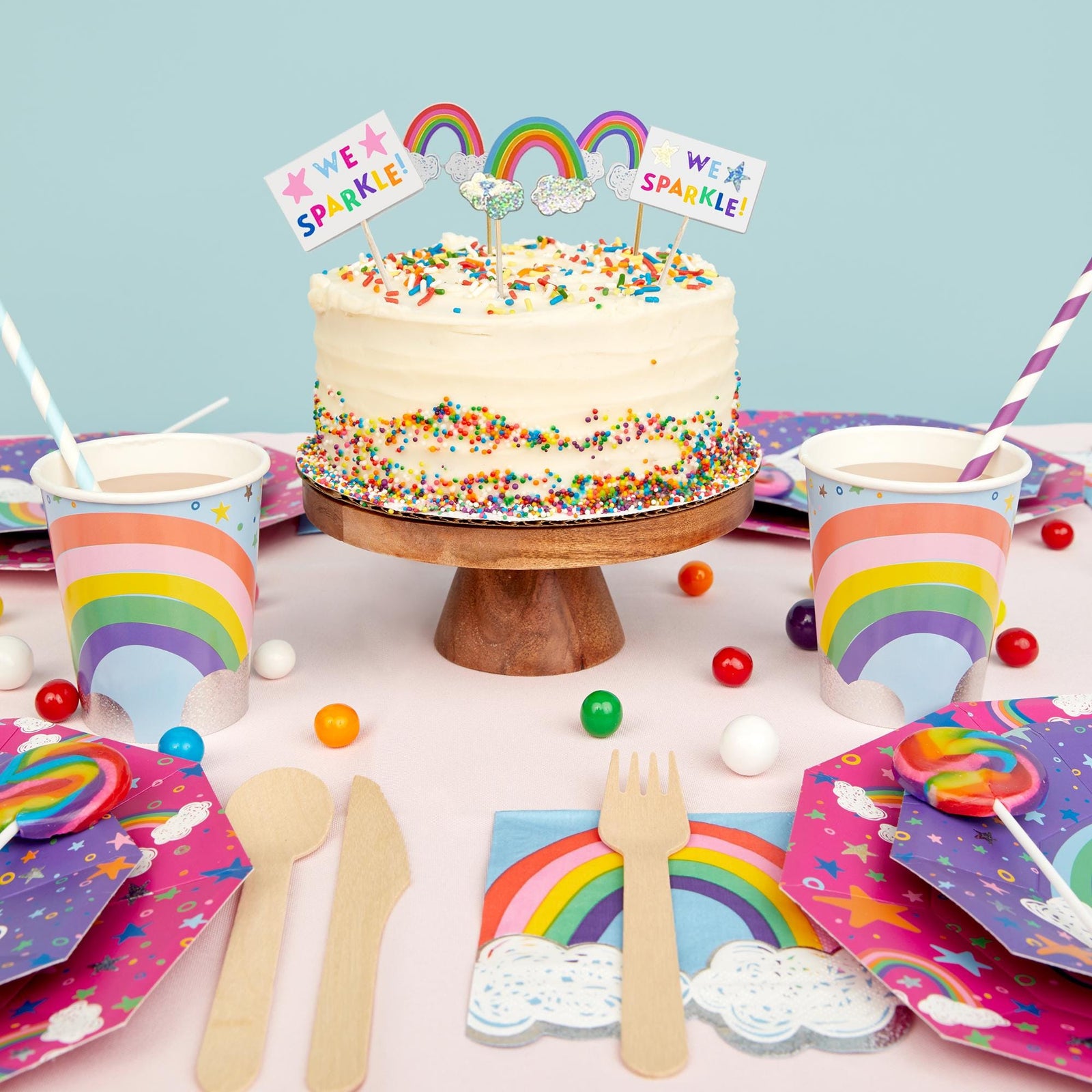 Bright Pink Rainbow Plates - Stesha Party