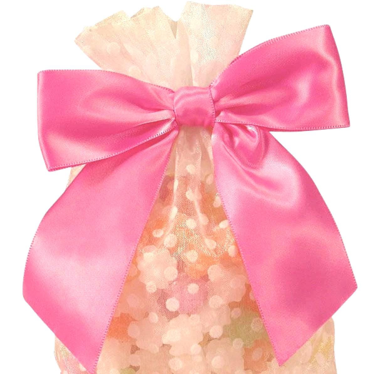Bright Pink Satin Pre - Tied Bows 12ct - Stesha Party