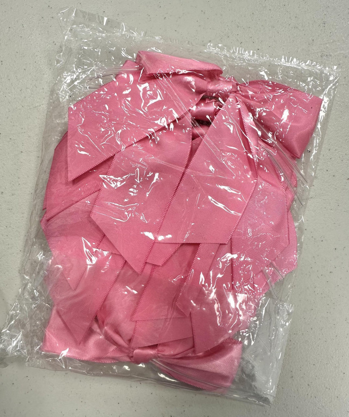 Bright Pink Satin Pre - Tied Bows 12ct - Stesha Party