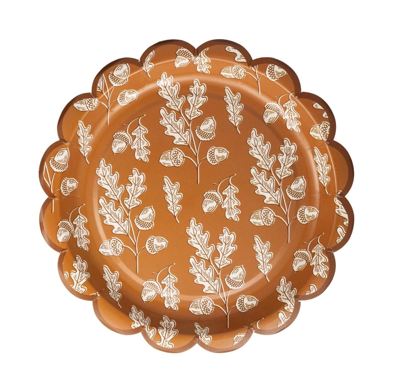 Brown Acorn Paper Plates 8ct - Stesha Party