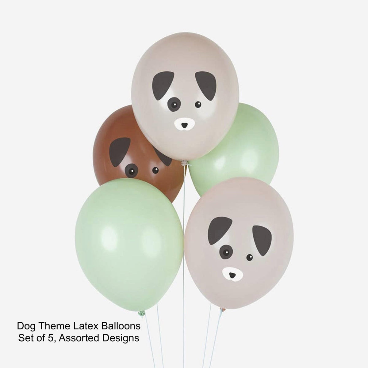 Brown & Green Dog Party Latex Balloons 5ct - Stesha Party