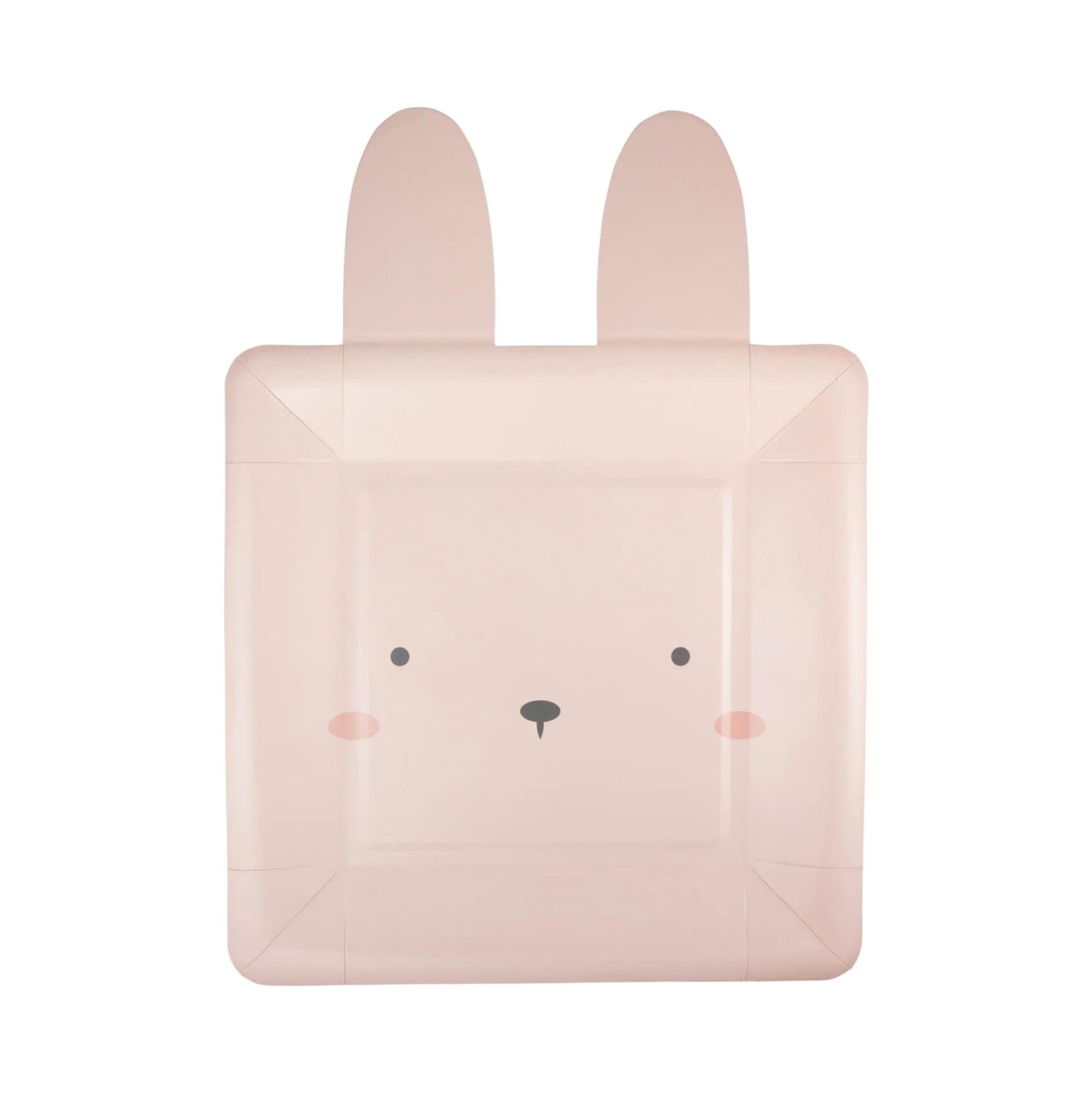 Brown, Pink & White Square Bunny Face Plates 9ct - Stesha Party