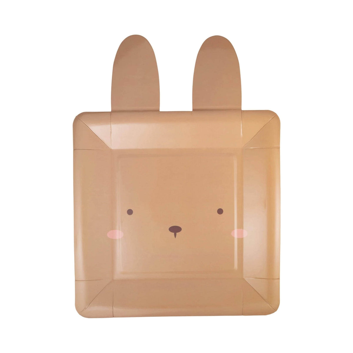 Brown, Pink & White Square Bunny Face Plates 9ct - Stesha Party
