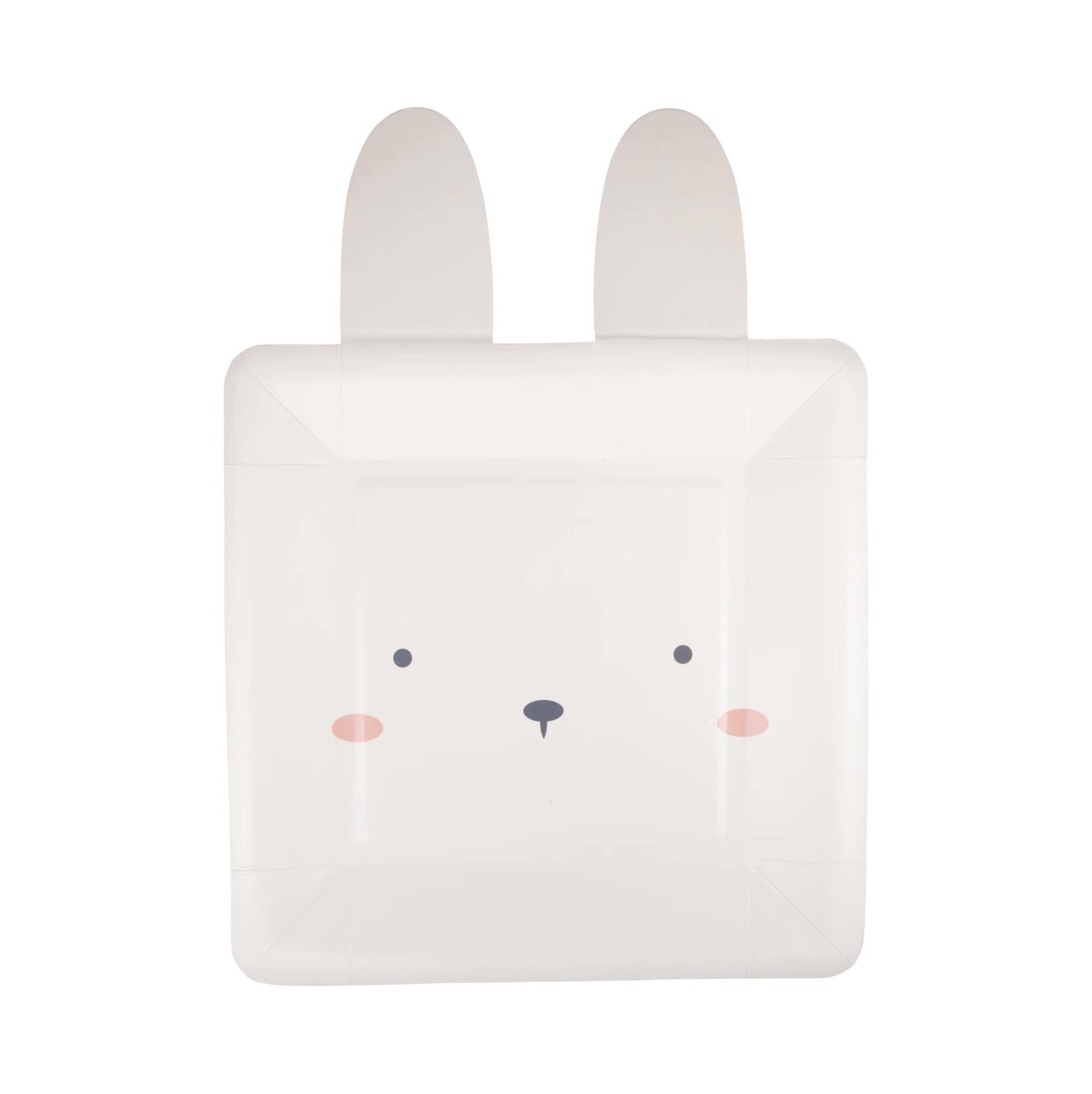 Brown, Pink & White Square Bunny Face Plates 9ct - Stesha Party