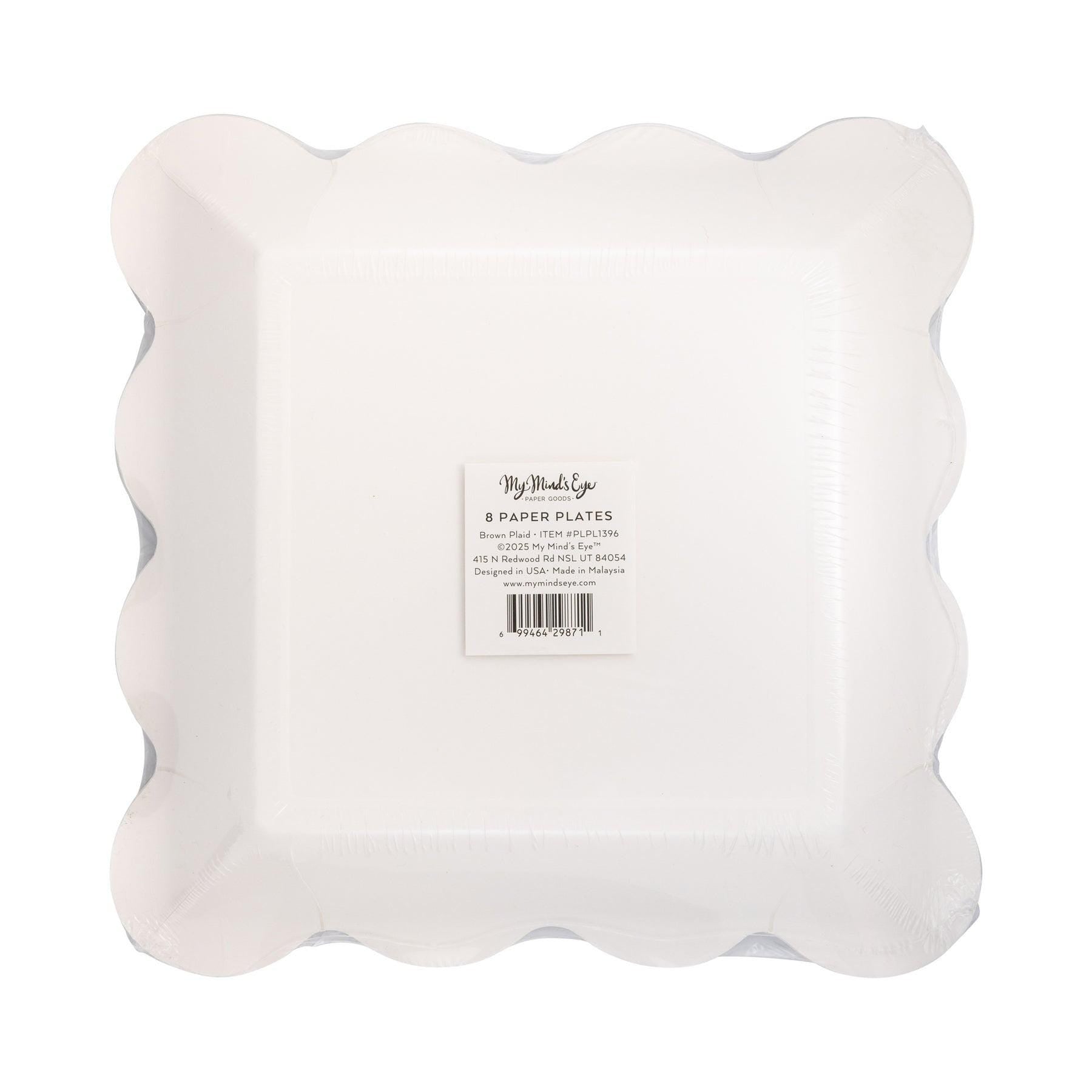 Brown Plaid Paper Plates 8ct - Stesha Party