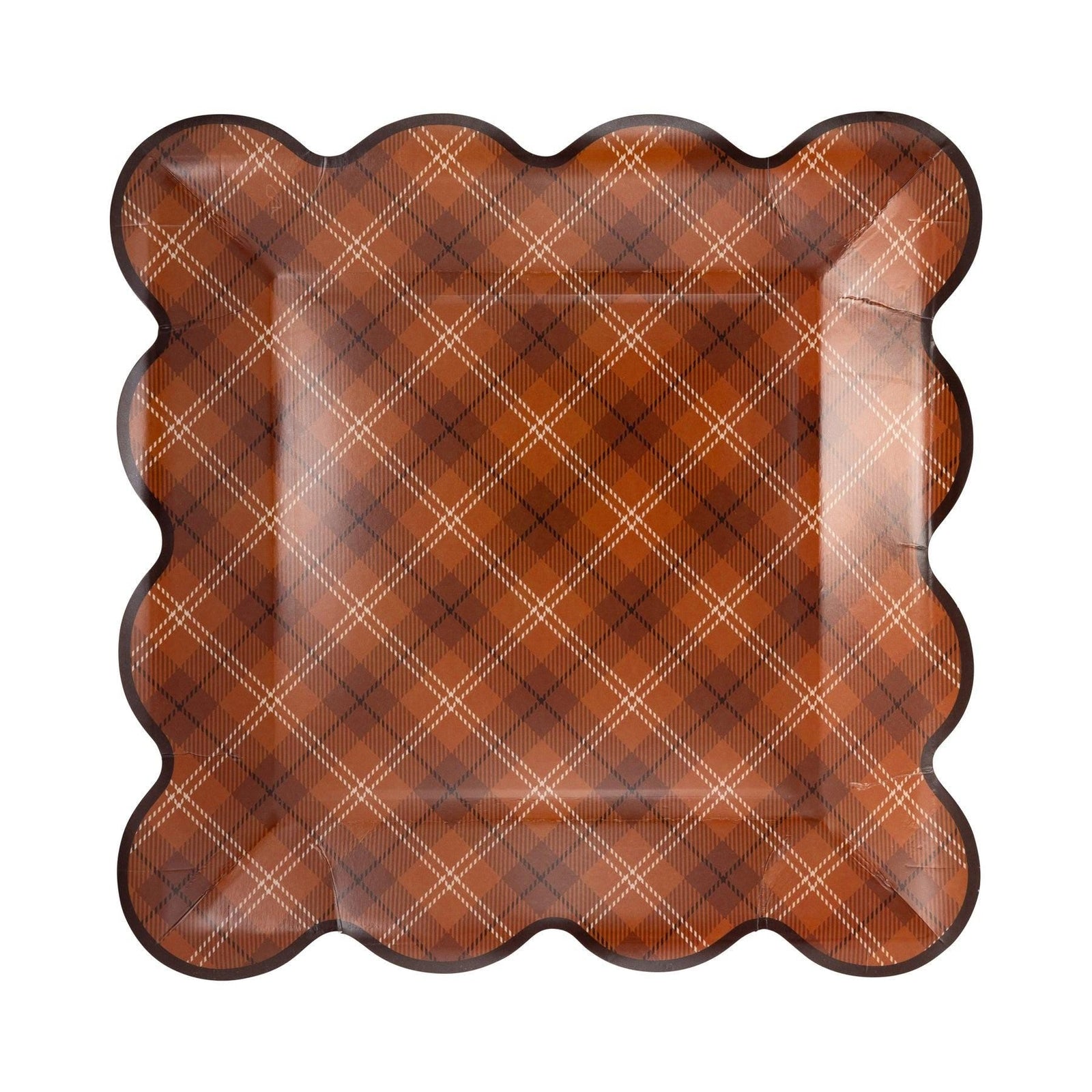 Brown Plaid Paper Plates 8ct - Stesha Party