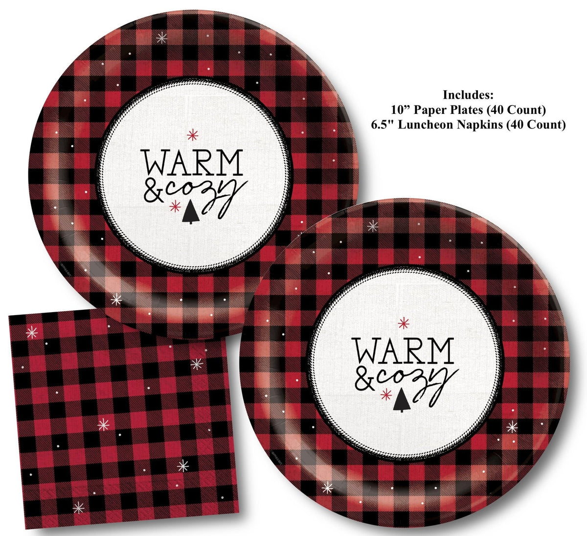 Buffalo Plaid Holiday Party Supplies 40ct - Stesha Party