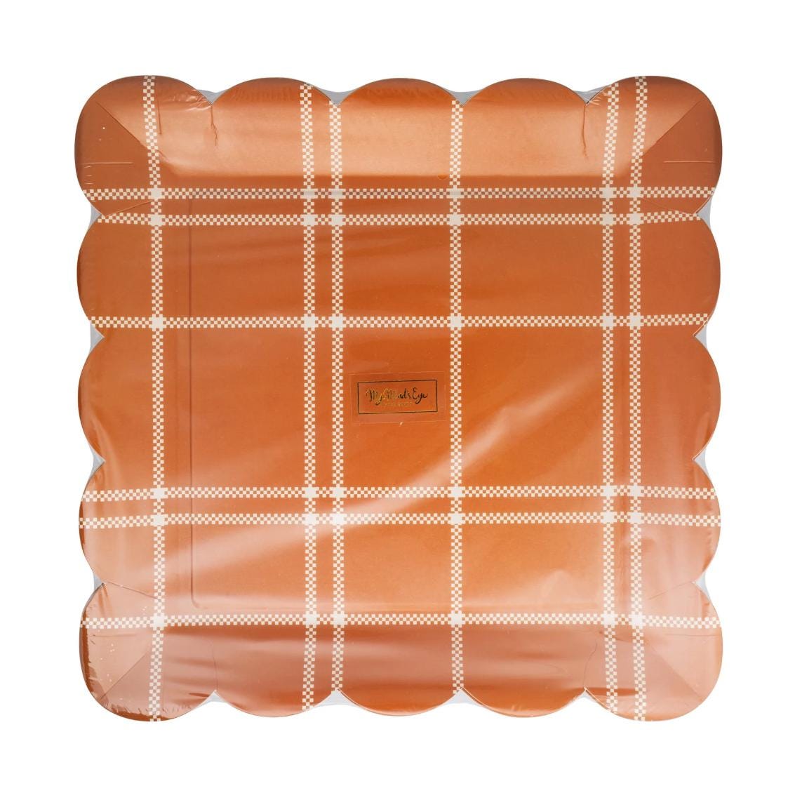 Burnt Orange Plaid Paper Plates 8ct - Stesha Party