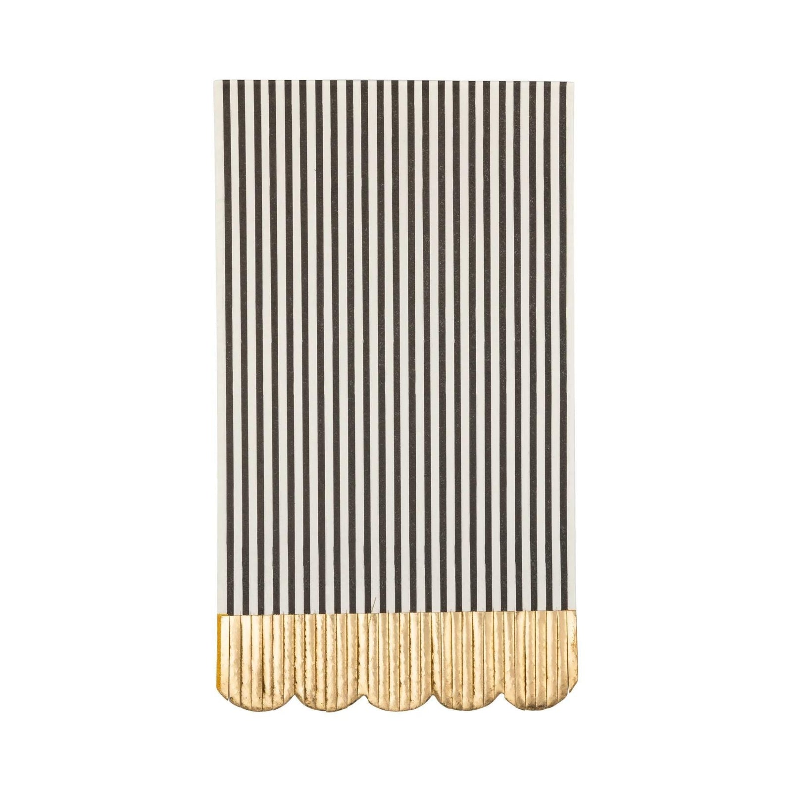 B&W Striped Napkins with Gold Foil Fringe 18ct - Stesha Party