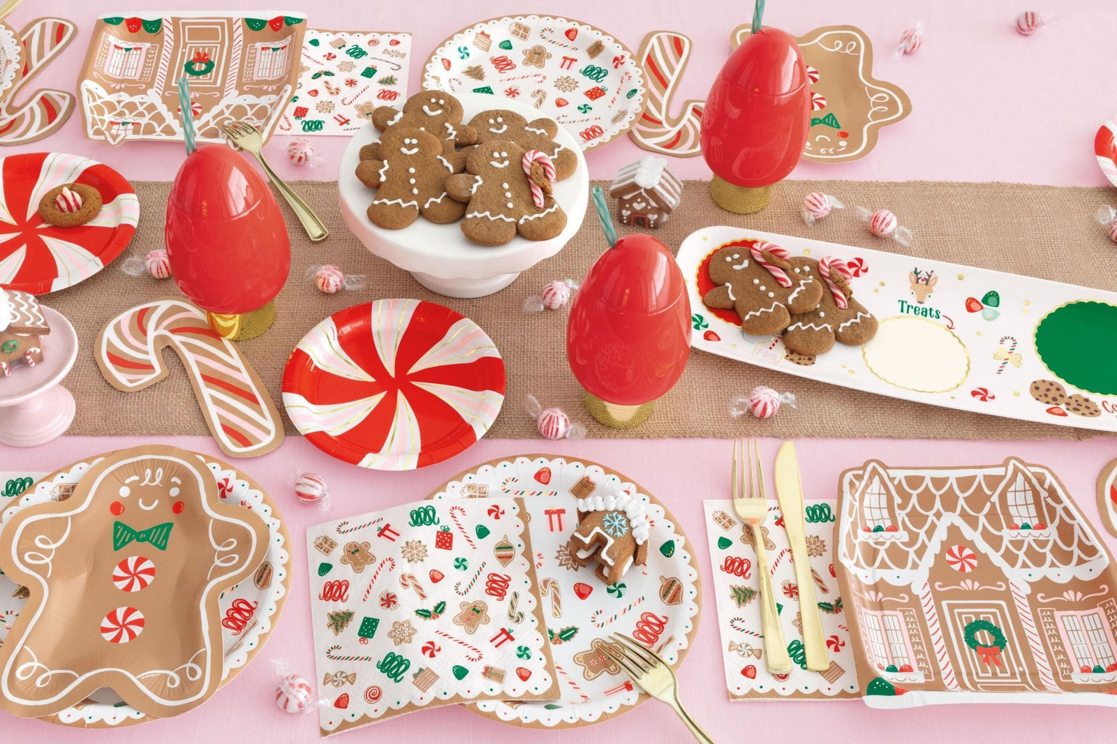 Candy Cane Shaped Guest Napkins 16ct - Stesha Party