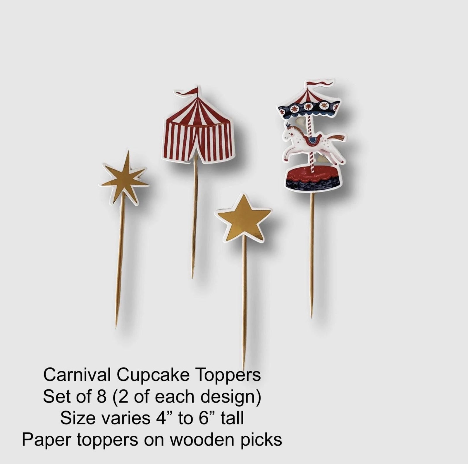 Carnival Cake Toppers 8ct - Stesha Party