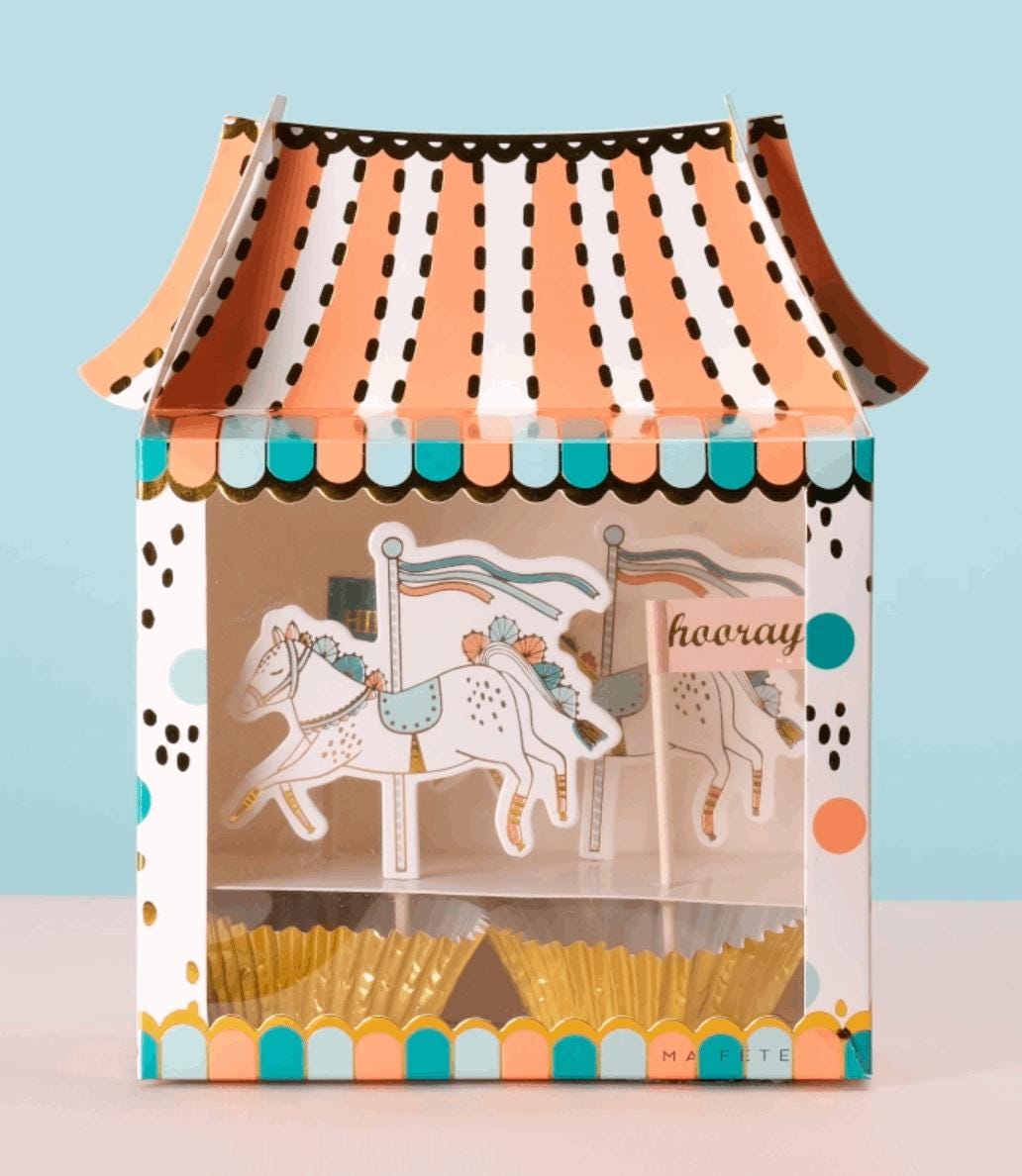 Carousel Cupcake Toppers 16ct - Stesha Party