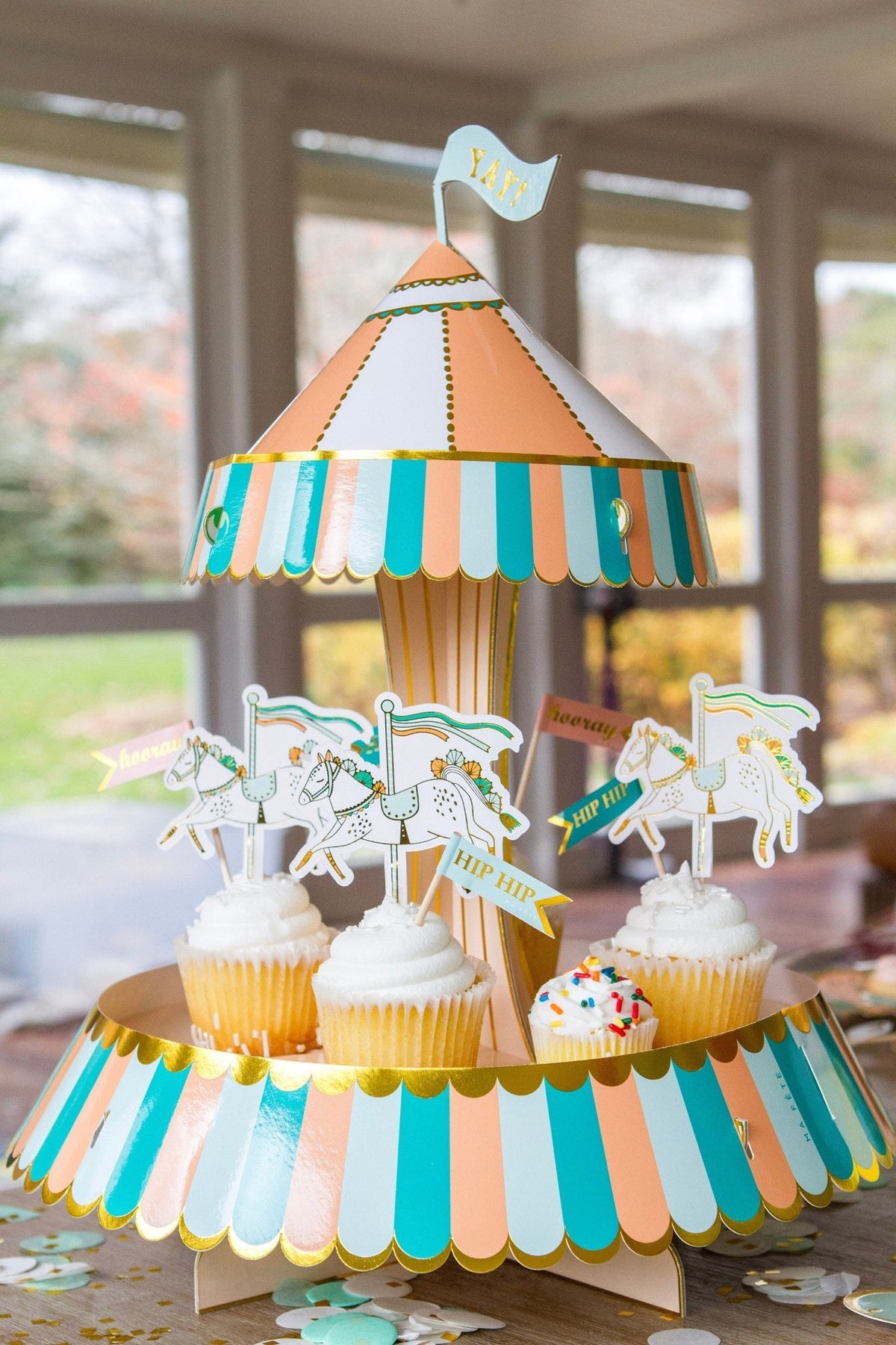 Carousel Cupcake Toppers 16ct - Stesha Party