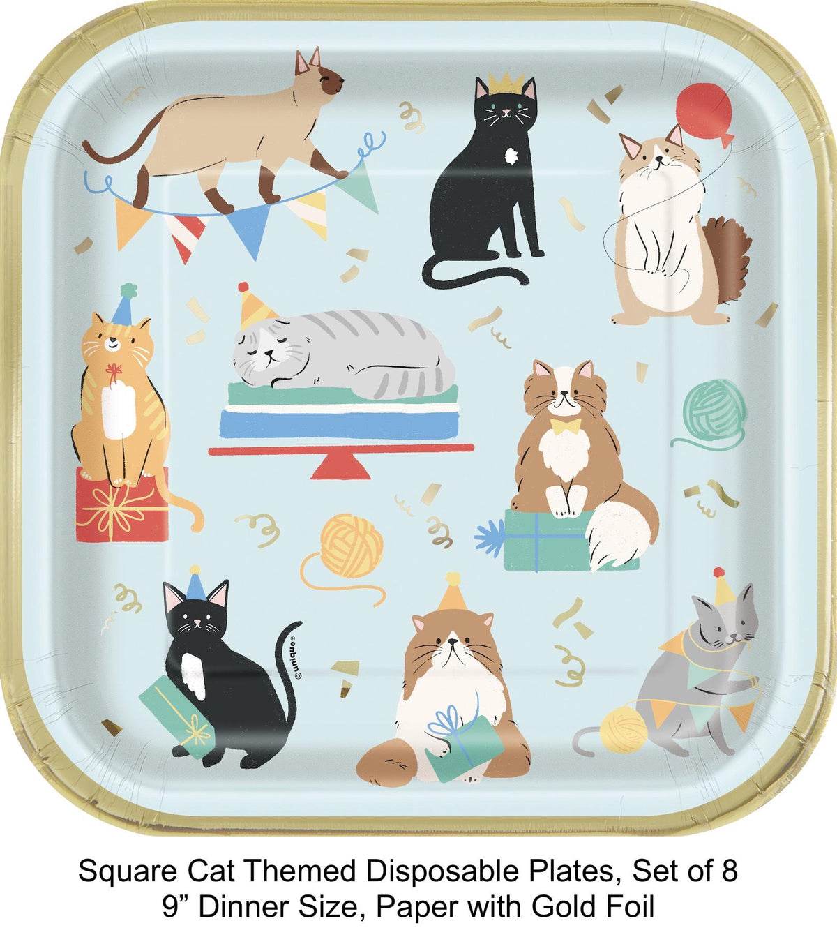 Cat Birthday Paper Plates 8ct - Stesha Party