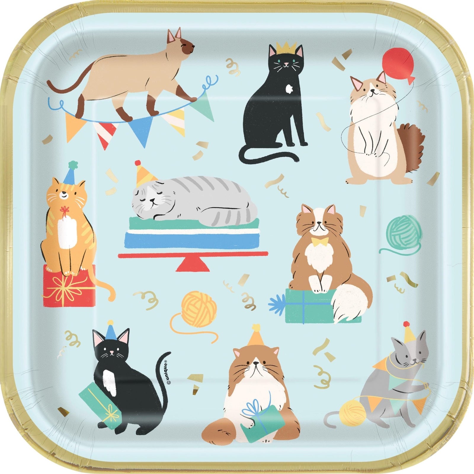 Cat Birthday Paper Plates 8ct - Stesha Party