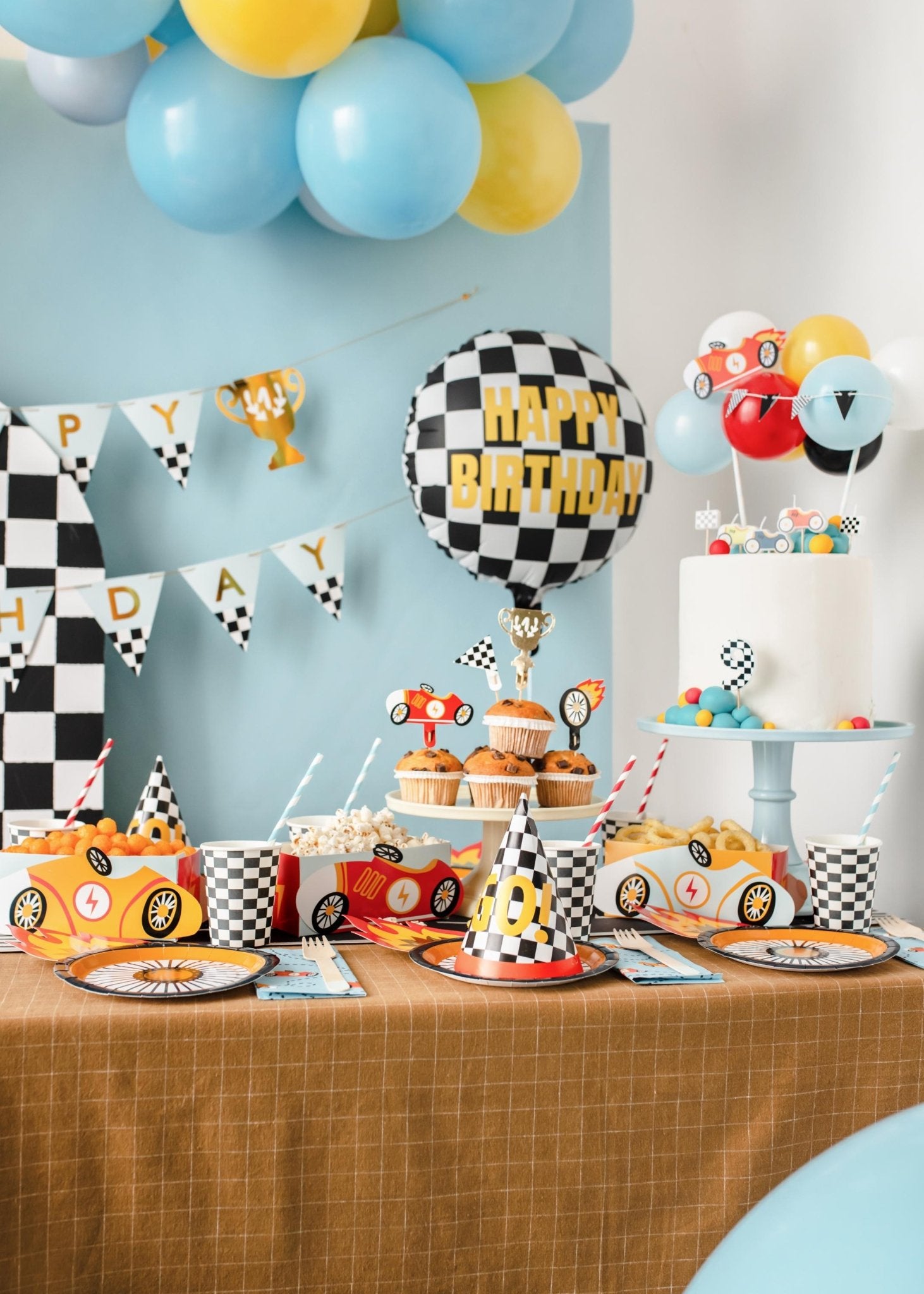 Checkered Flag Birthday Balloon - Stesha Party