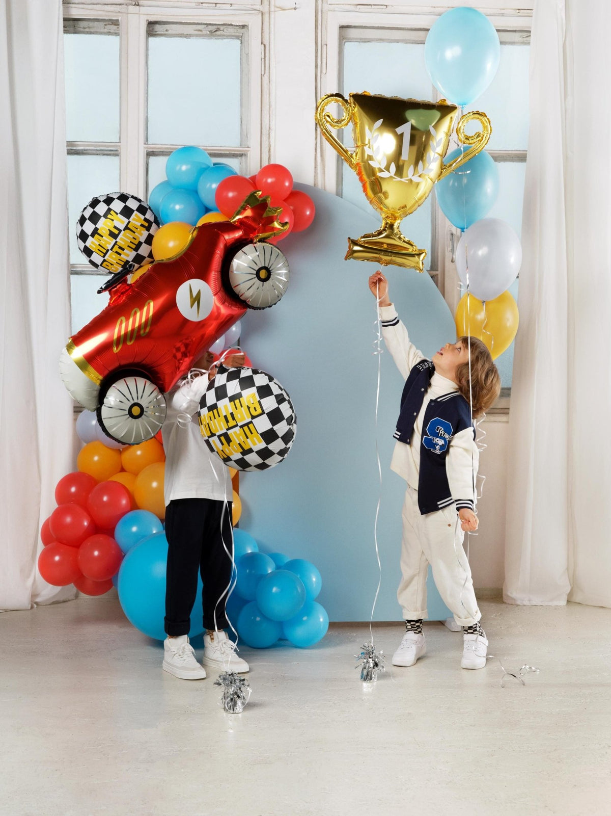 Checkered Flag Birthday Balloon - Stesha Party