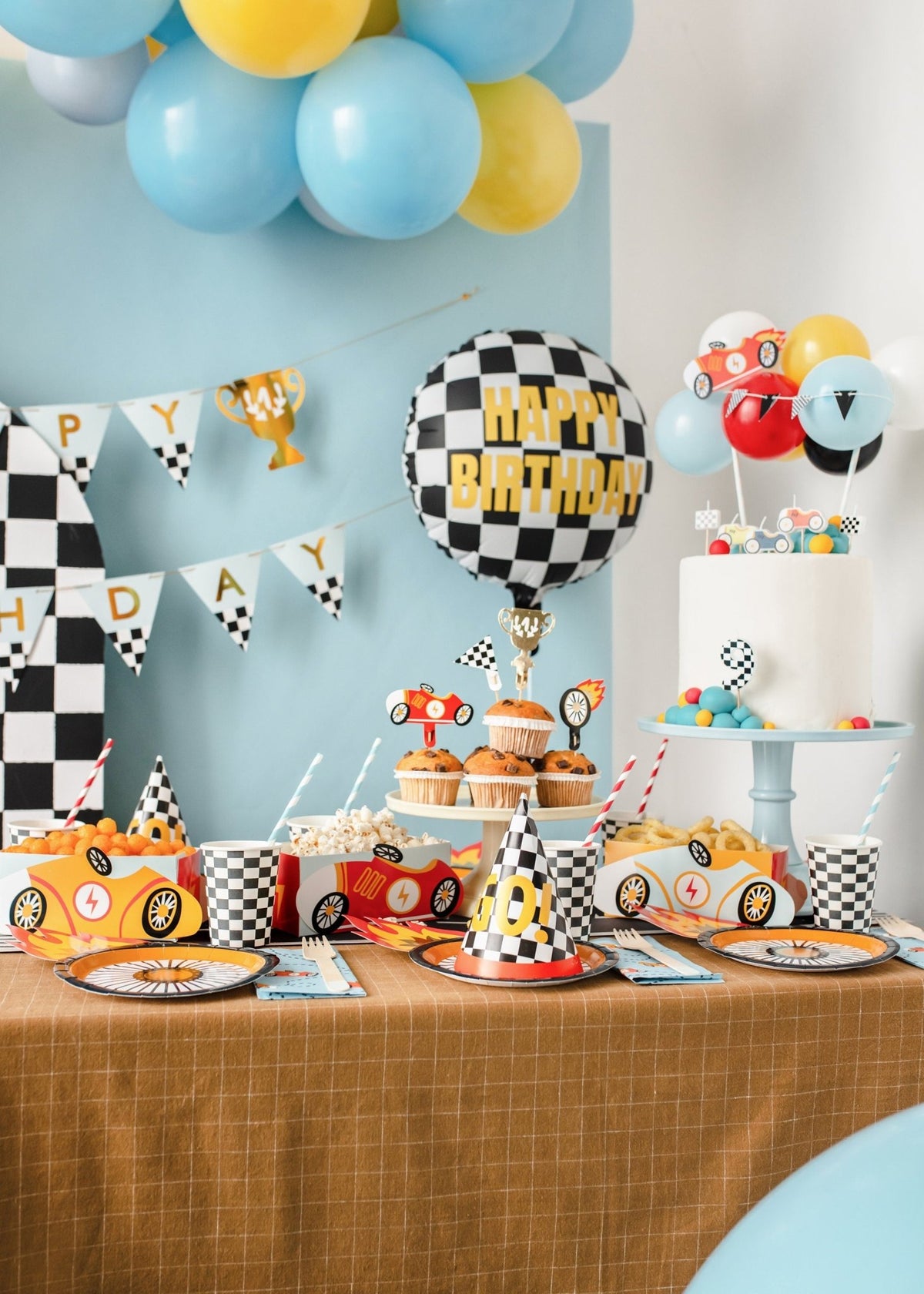 Checkered Race Car Party Hats - Stesha Party