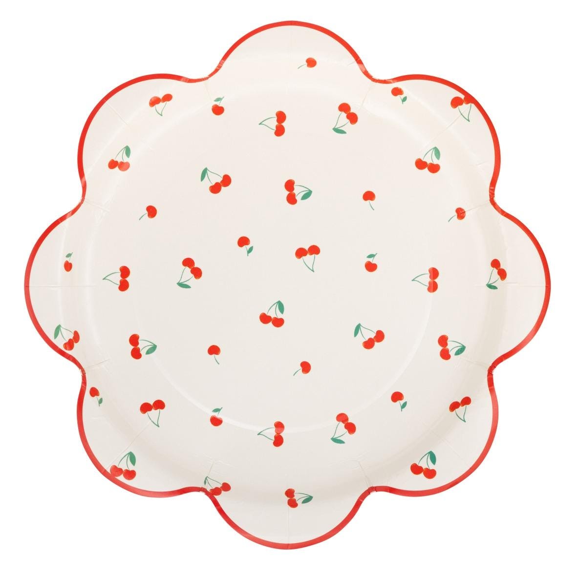 Cherry Scalloped Plates 8ct - Stesha Party