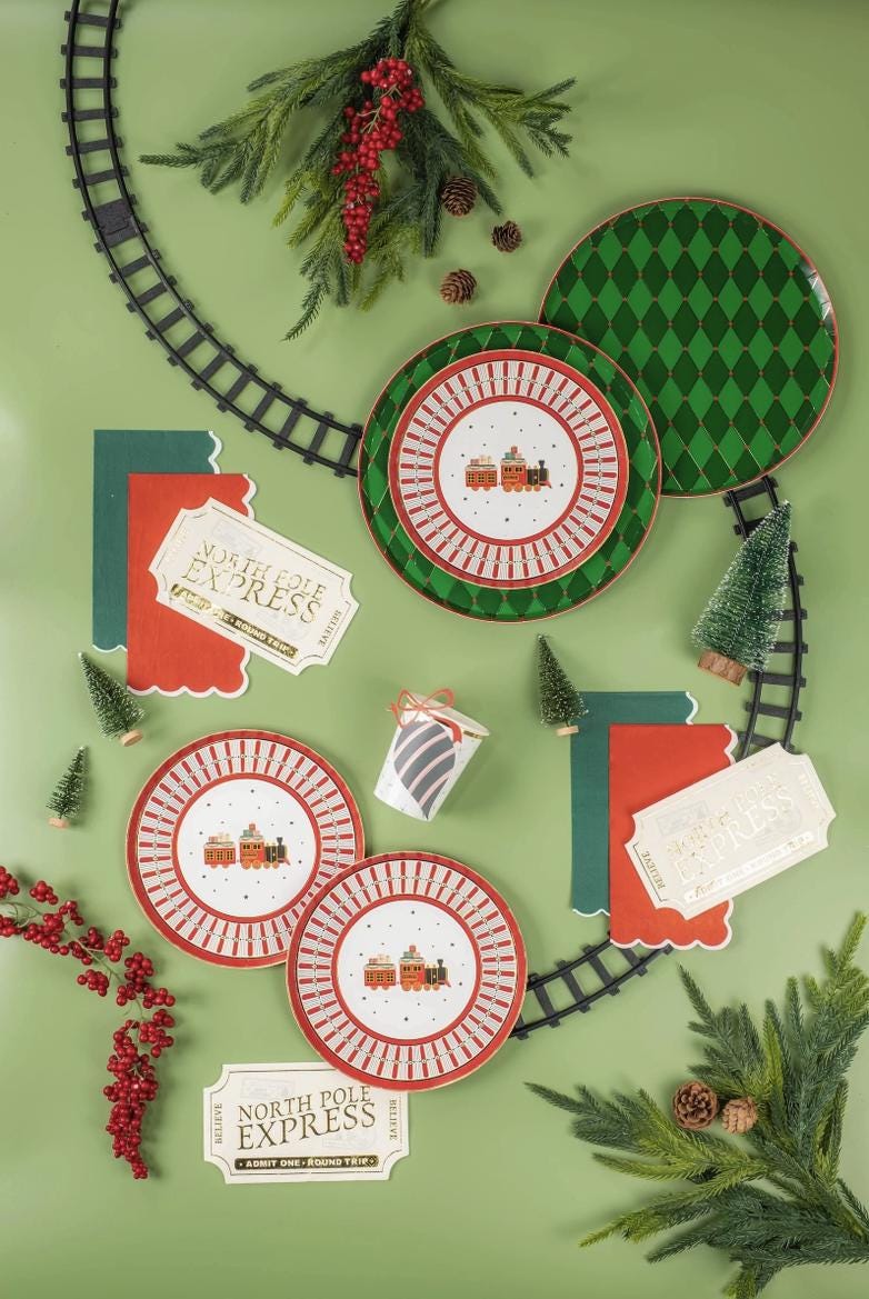Christmas Harlequin Plates - Stesha Party