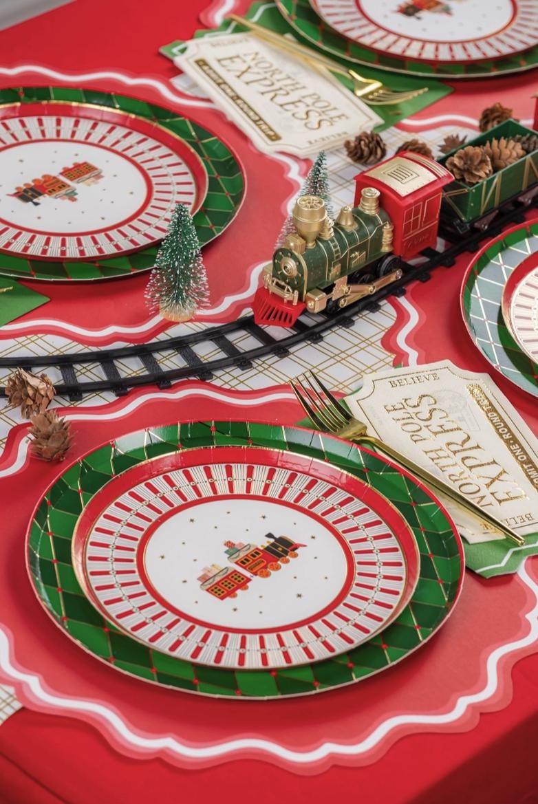 Christmas Harlequin Plates - Stesha Party