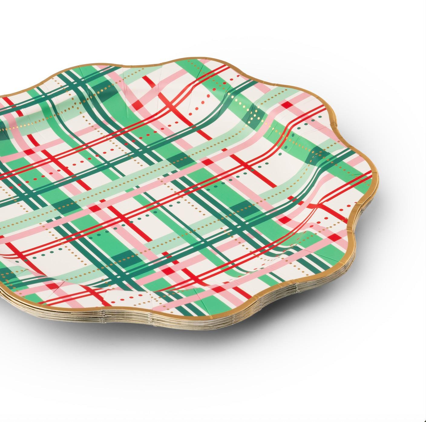 Christmas Plaid Dinner Plates - Stesha Party