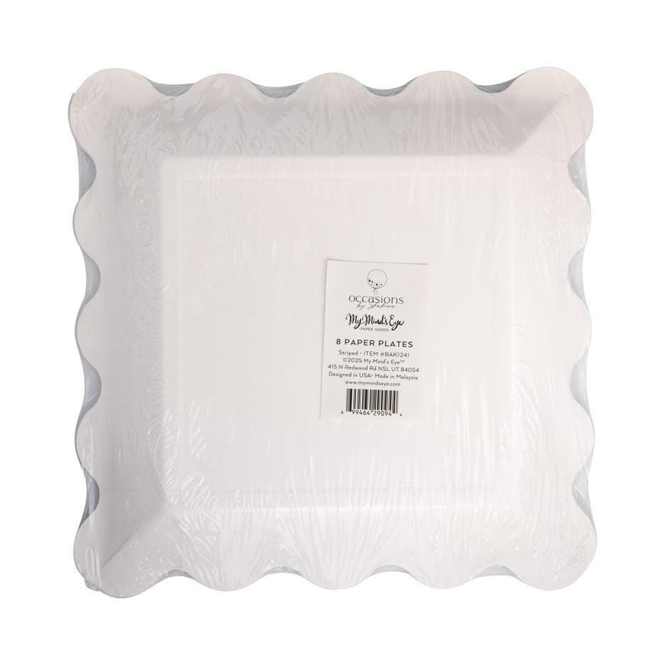 Christmas Striped Plates 8ct - Stesha Party