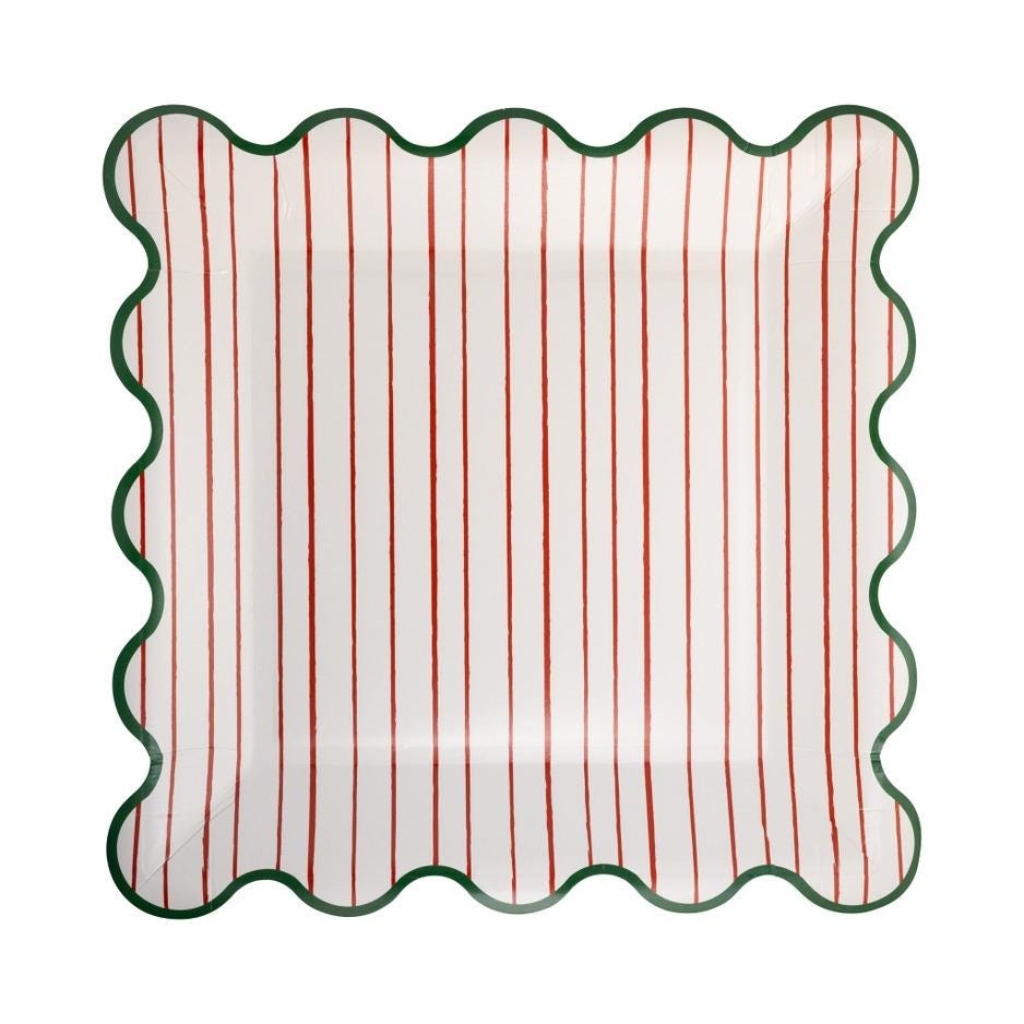 Christmas Striped Plates 8ct - Stesha Party