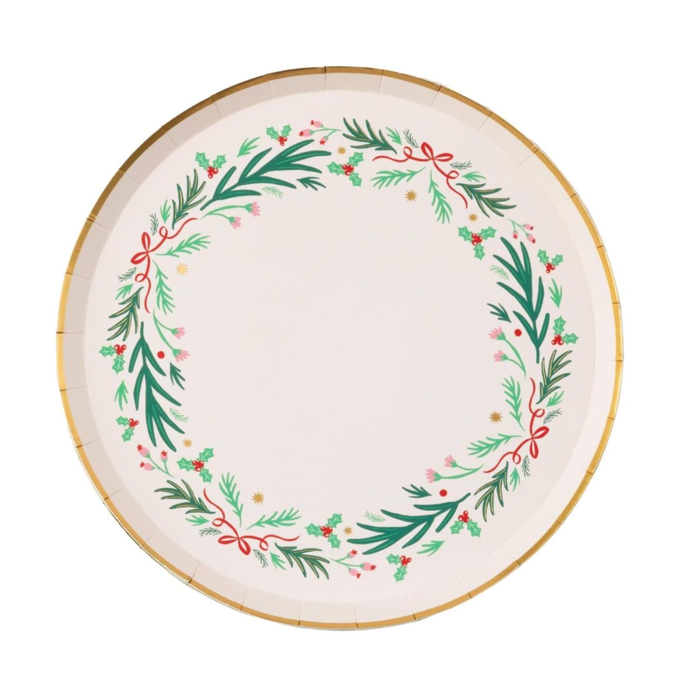 Christmas Wreath Dessert Plates 8ct - Stesha Party