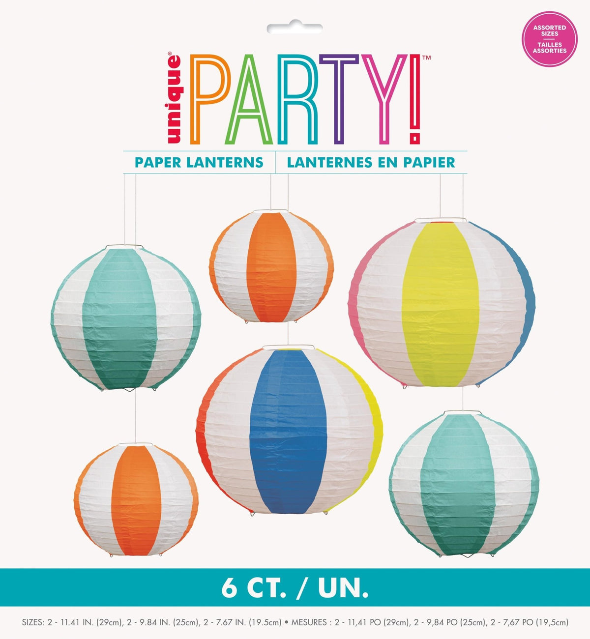 Colorful Beach Ball Paper Lanterns 6ct - Stesha Party