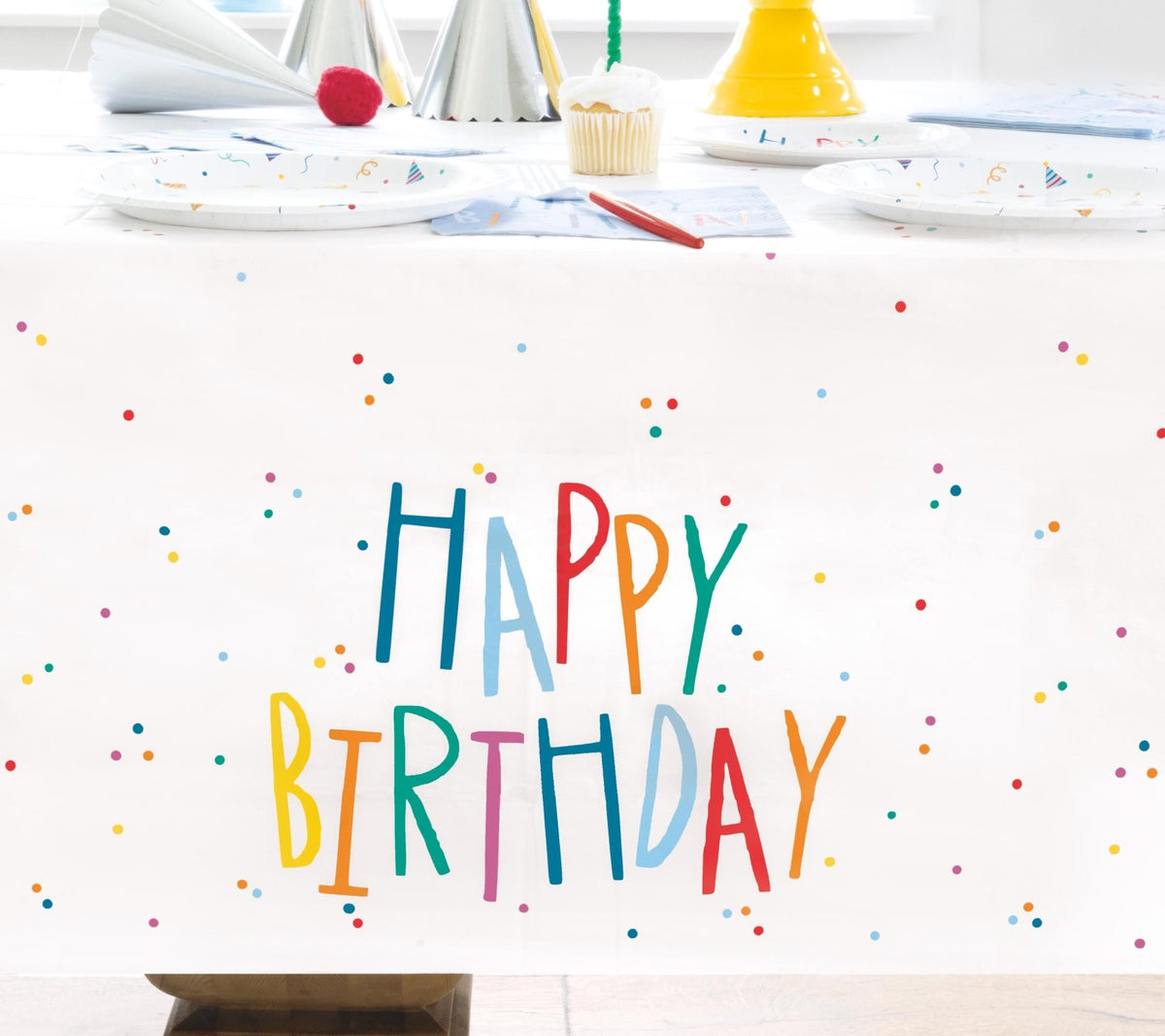 Colorful Birthday Plastic Table Cover - Stesha Party