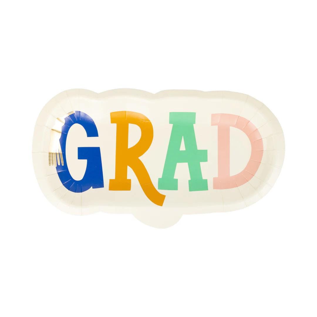 Colorful GRAD Shaped Plates 8ct - Stesha Party