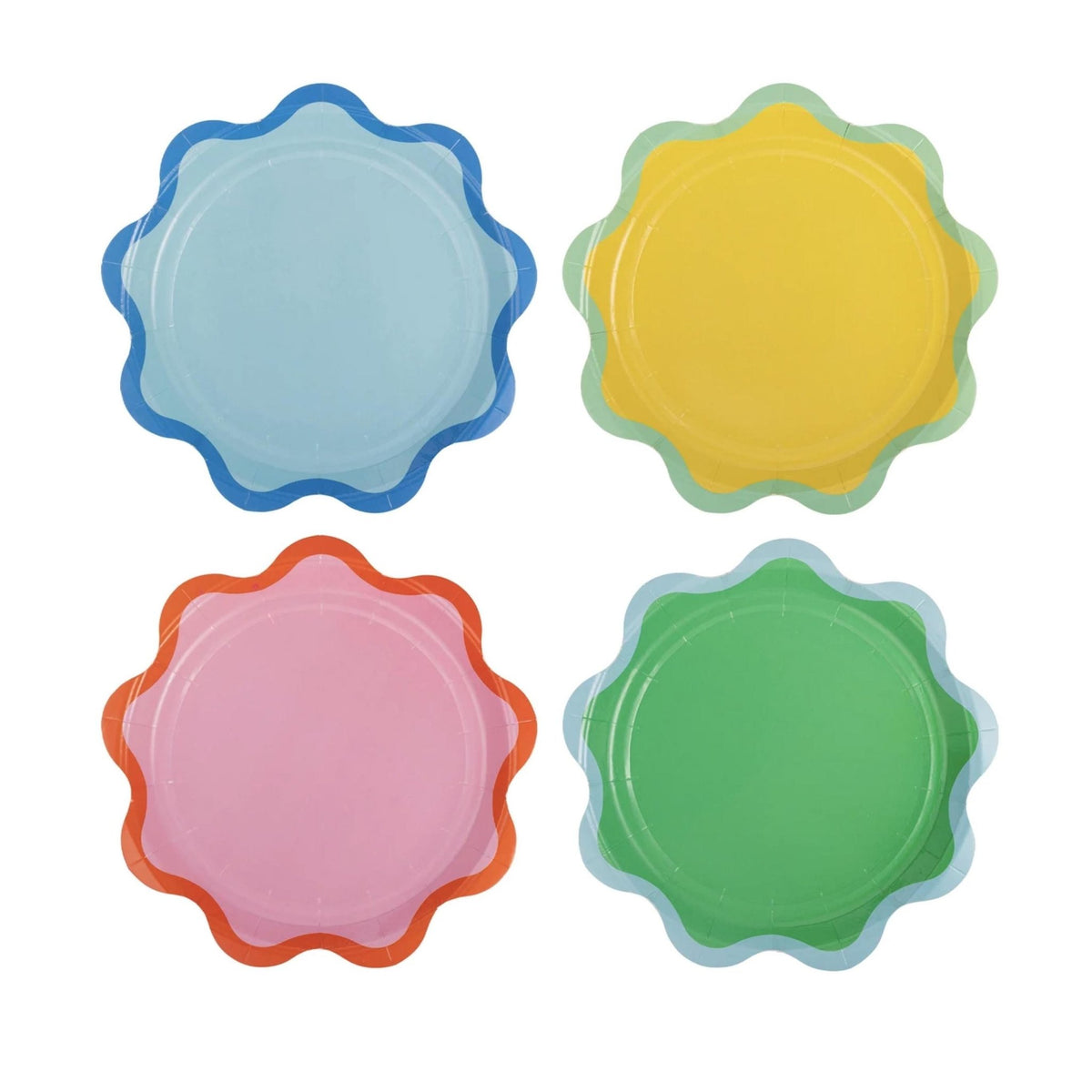 Colorful Scalloped Paper Cake Plates - Stesha Party