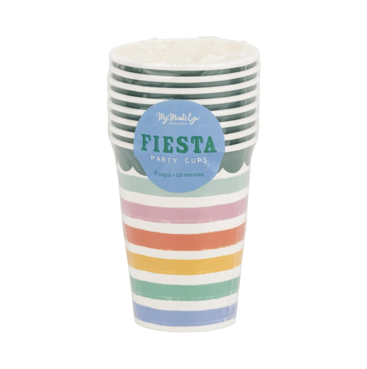 Colorful Striped Paper Cups 12oz, 8ct - Stesha Party