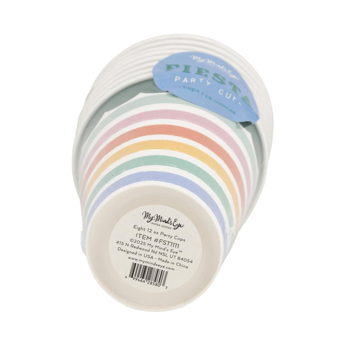 Colorful Striped Paper Cups 12oz, 8ct - Stesha Party