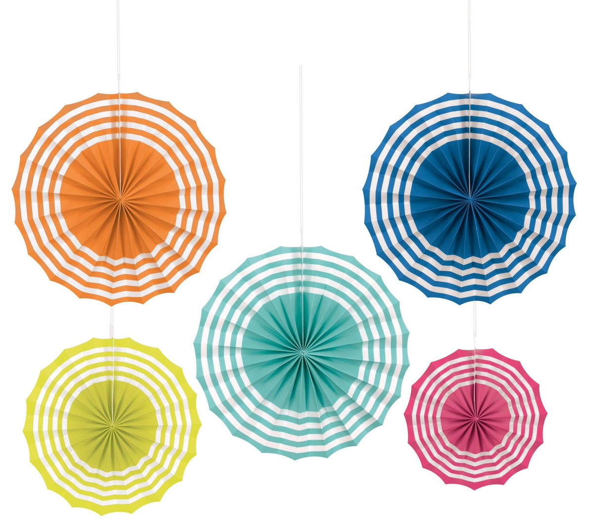 Colorful Striped Paper Fan Decorations 5ct - Stesha Party