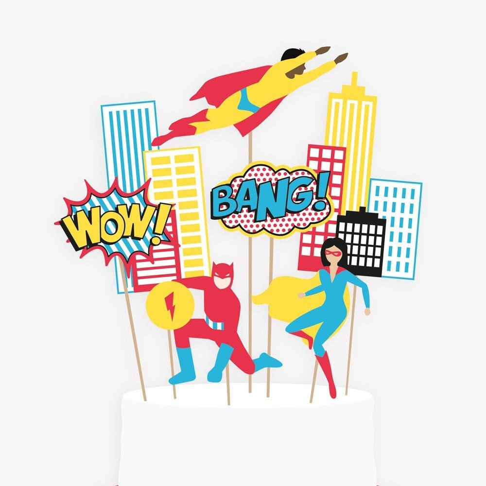 Comic Book Cake Toppers - Stesha Party