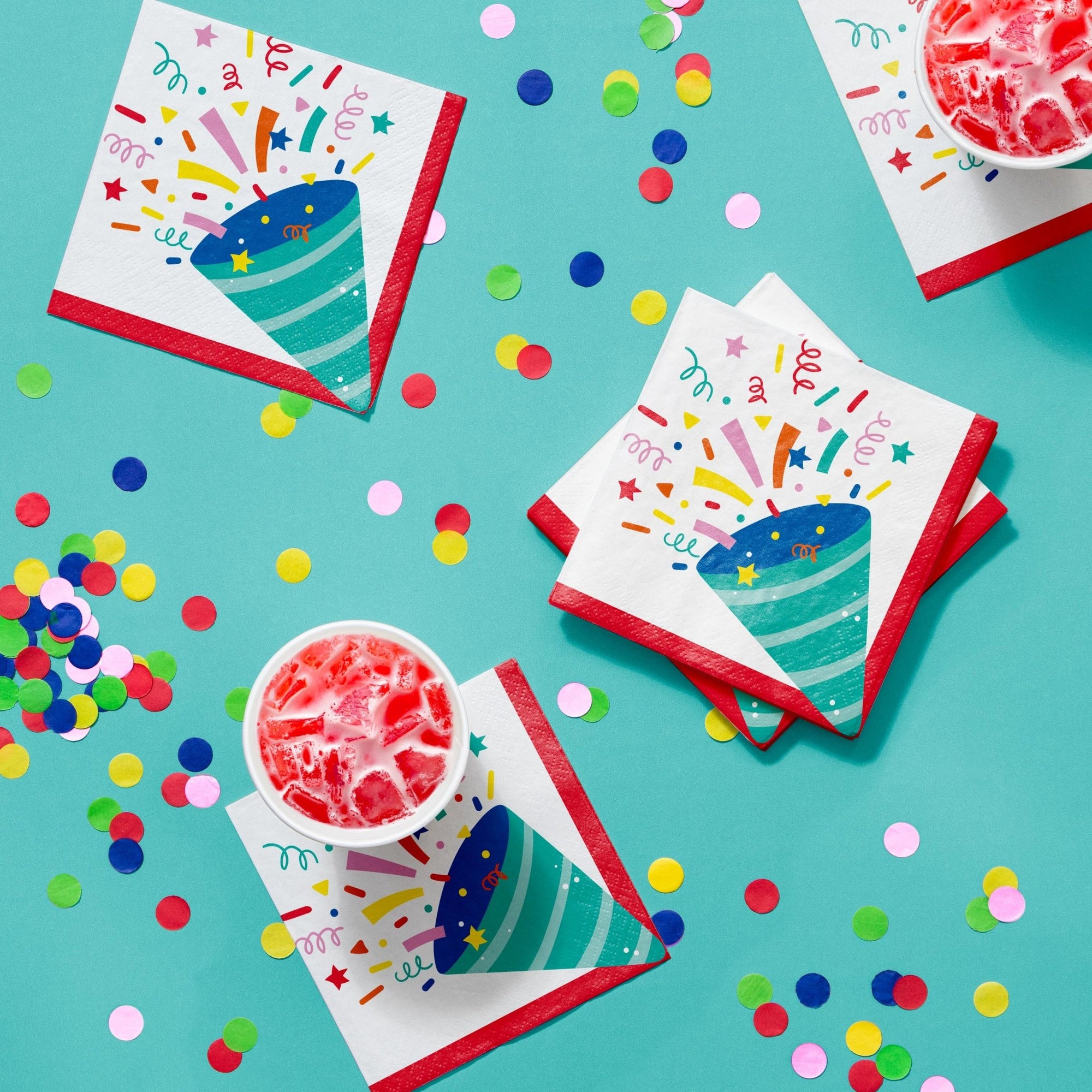 Confetti Cone Beverage Napkins 16ct - Stesha Party