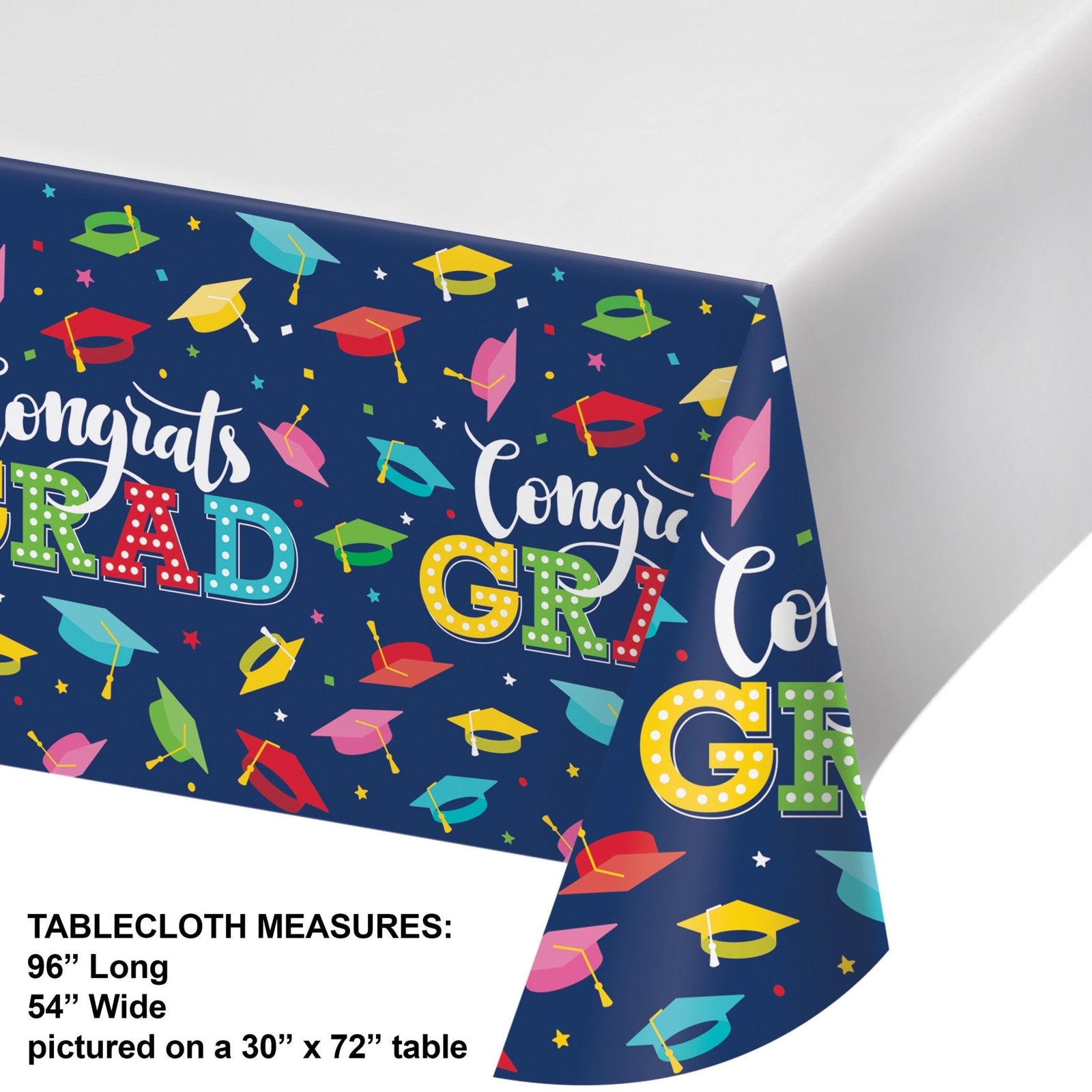 Congrats Grad Paper Tablecloth 54" x 96" - Stesha Party