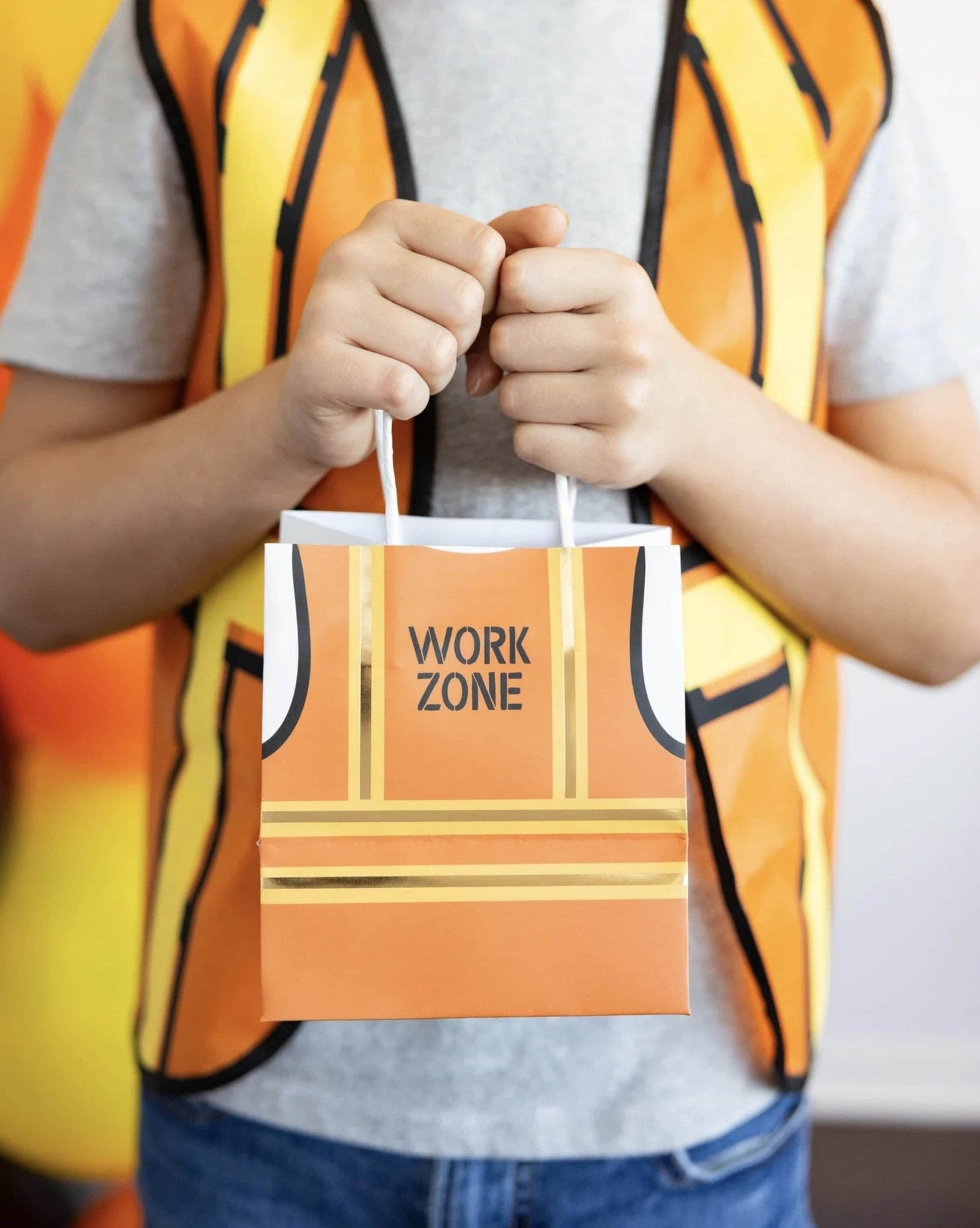 Construction Vest Handled Paper Favor Bags 6ct - Stesha Party