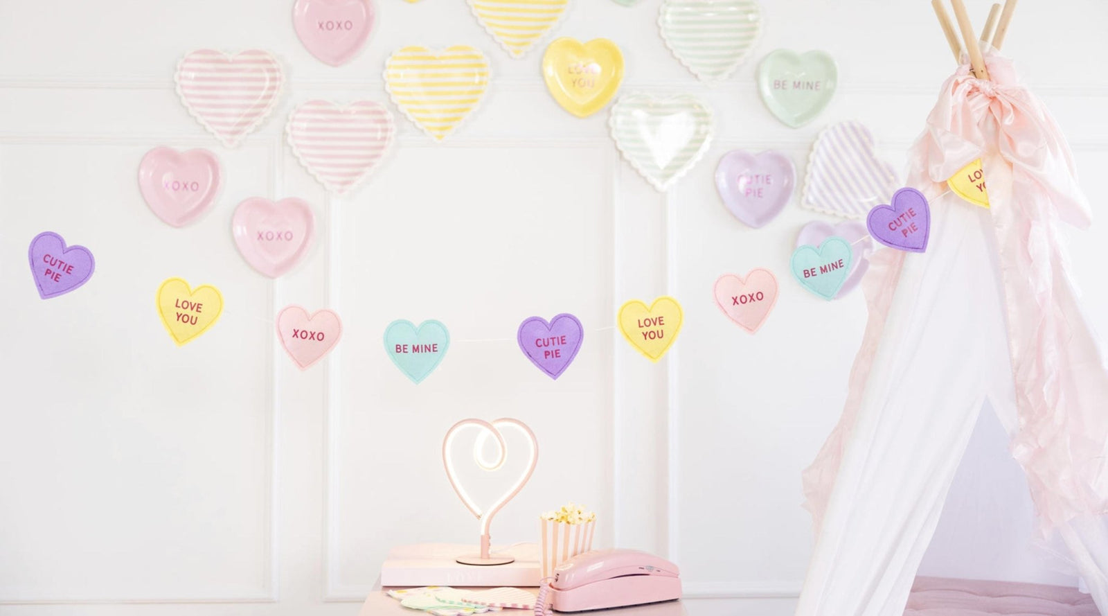 Conversation Heart Puffy Felt Banner - Stesha Party