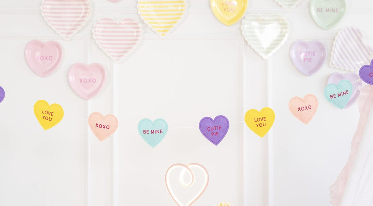 Conversation Heart Puffy Felt Banner - Stesha Party