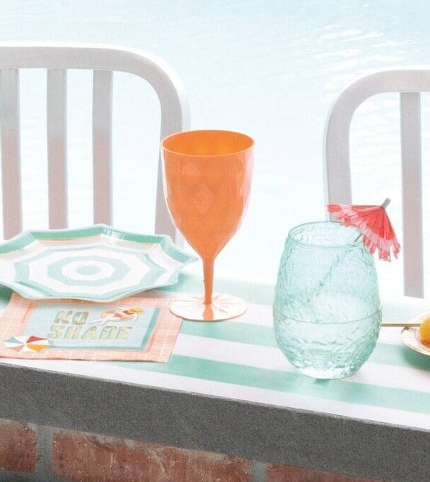 Coral Plastic Wine Glass - Stesha Party