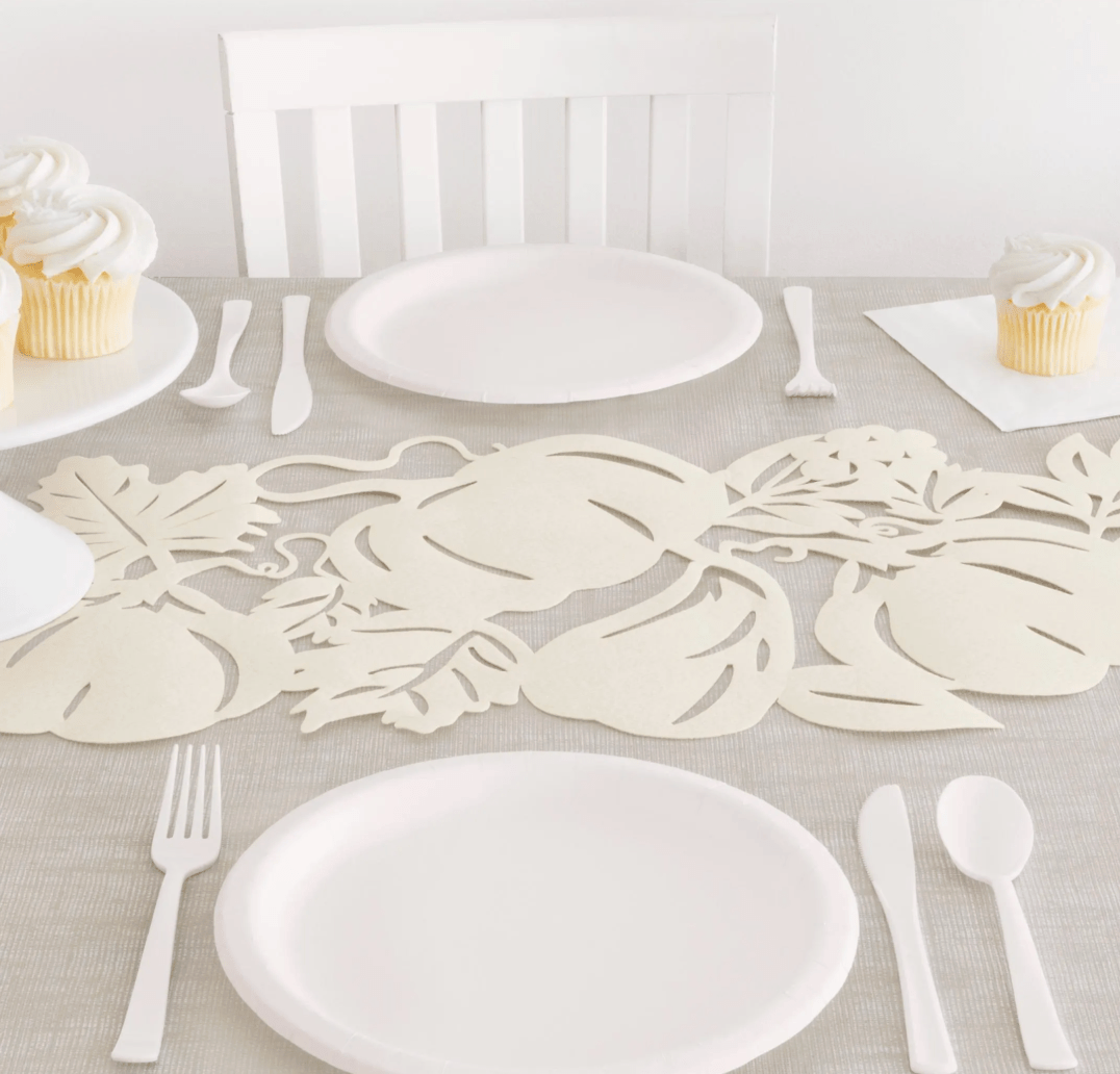 Cream Pumpkin Felt Table Runner 5.9ft - Stesha Party