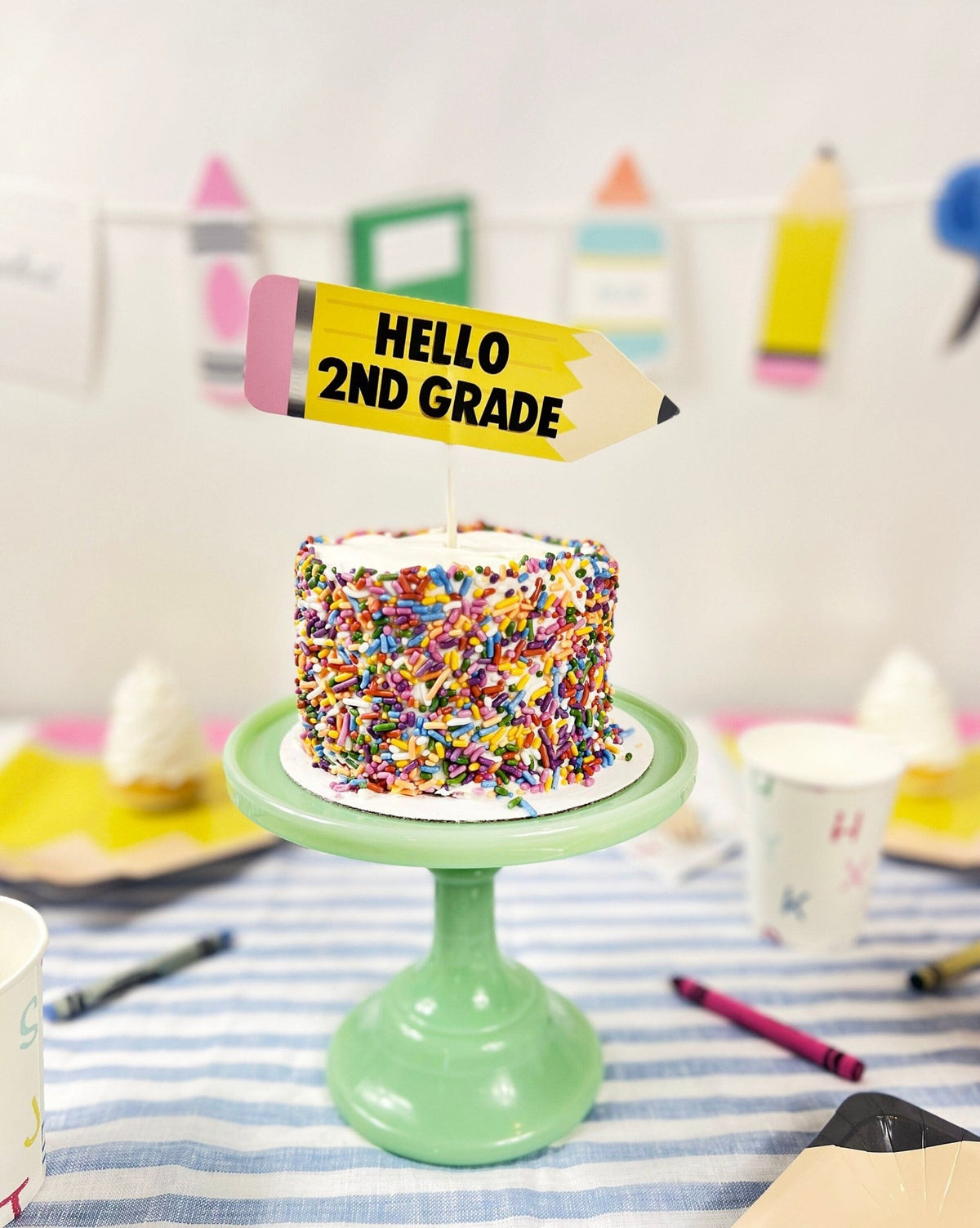 Customizable Pencil Cake Topper for School Party - Stesha Party