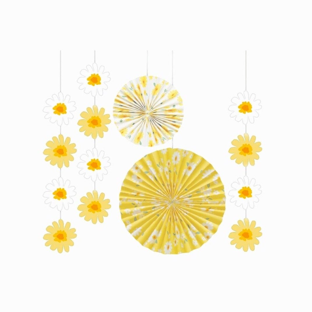 Daisy Paper Fans & Hanging Decorations - Stesha Party